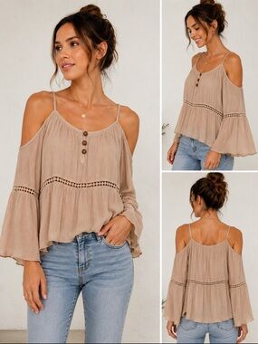 Wet Seal Blush Pink Off-Shoulder Peasant Tunic